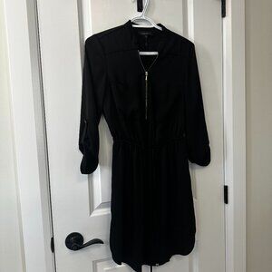 Dynamite Black Zip-Front Shirt Dress – XS